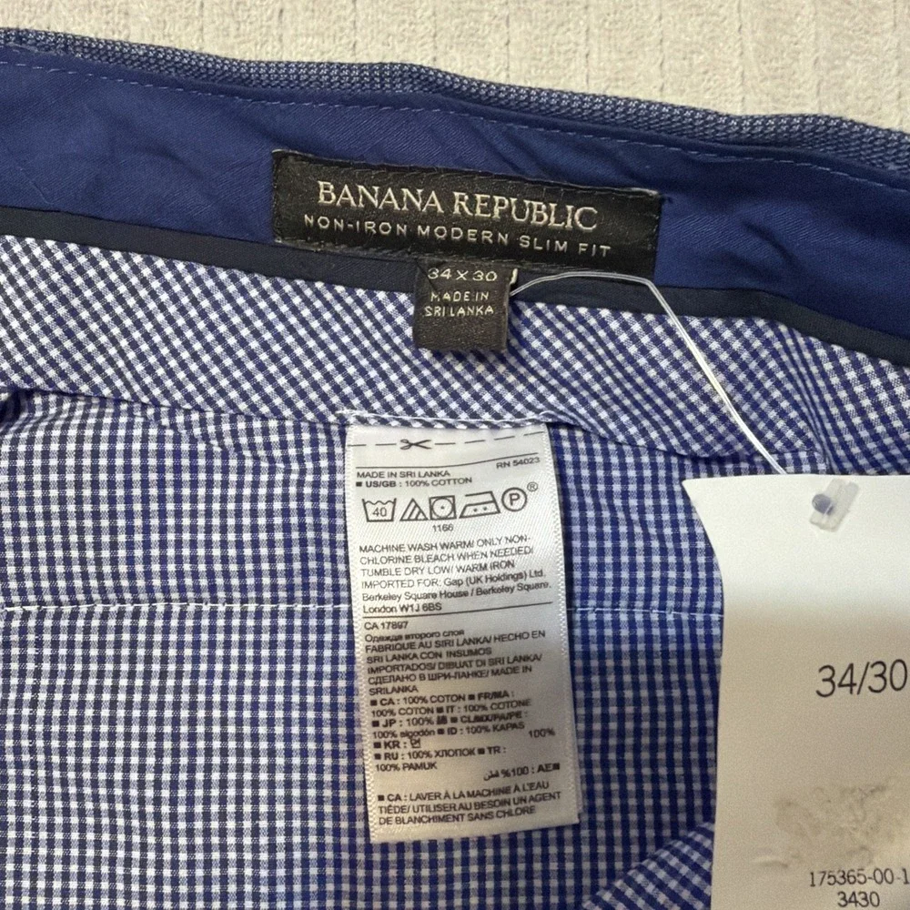 Banana Republic Pants Mens Size 34x30 Blue Non-Iron Modern Slim Fit NWT